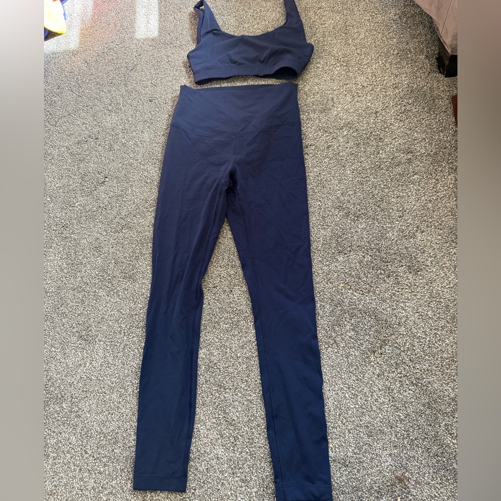 Outdoor Voices x St. Vincent Navy Legging and bra